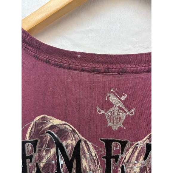 Men's Remetee Y2K Graphic T Shirt Size XXl Maroon Cross and Angel Wings - Picture 6 of 7